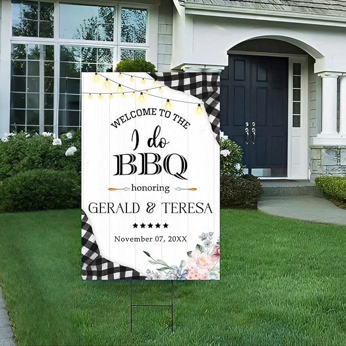 Personalized I Do BBQ Wedding Engagement Party Yard Sign, I Do BBQ Sign, We Do BBQ Welcome Sign, I Do Barbeque Sign, BBQ Wedding Decorations, Couples Shower BBQ Sign, BBQ Décor