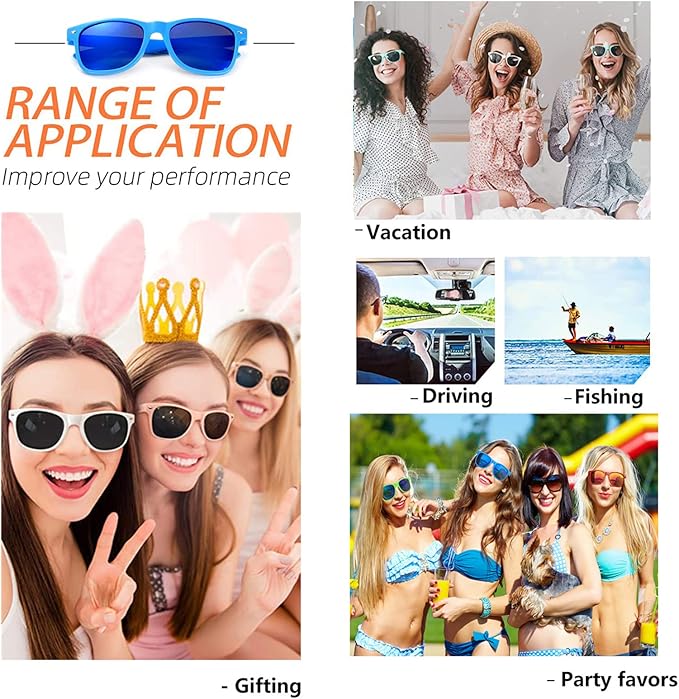 Fsmiling Blue Sunglasses Bulk Adult Party Sunglasses 80s Sunglasses Pack for Men Women Party Favors -10Pack