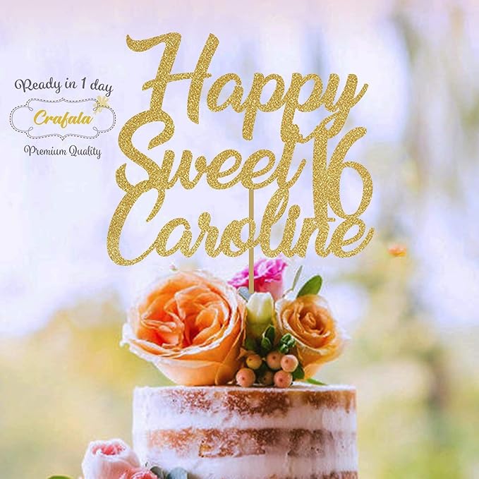 Happy Sweet Name Custom Cake Topper, Gold Glitter, Personalized Cake Topper, Custom Text Cake Topper, Birthday, Bride, Marry, Wedding, Graduate, Retirement