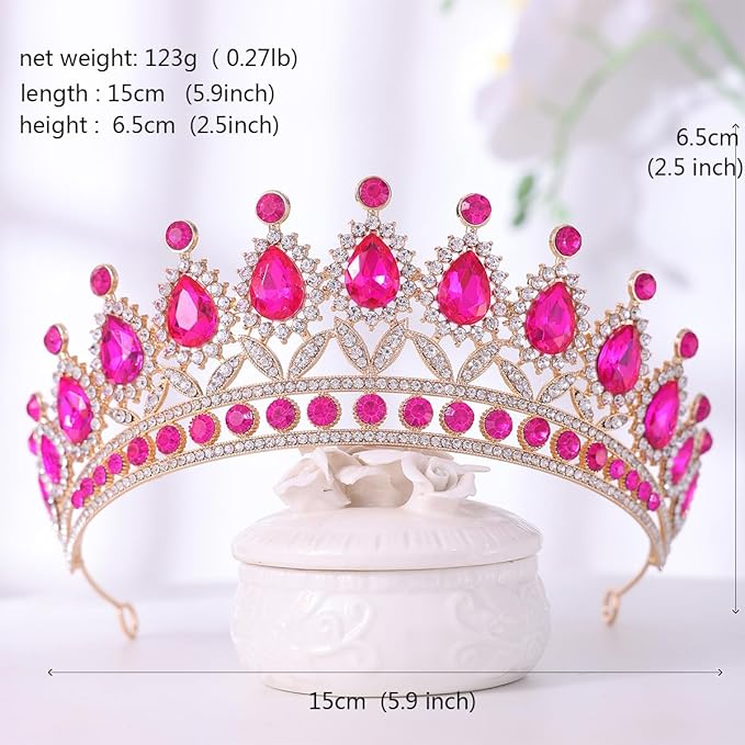 FORSEVEN Crystal Tiaras and Crowns for Women - Wedding and Birthday Party Princess Crown Hair Accessories - Bride Rhinestone Headband Halloween Decorations Hairband