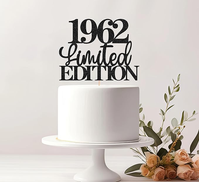 Limited EDITION 1962 Cake Topper - Black Glitter Happy 63rd Birthday Party Cake Decoration Supplies, Cheer to 63 Years Cake Bunting Decor for 63rd Birthday Party Photo Booth Props