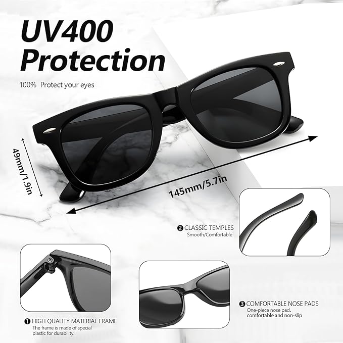 Bulk Retro 80s Square Sunglasses, UV400 Protection, 20 Pack for Party Favors, Beach, Wedding, Pool, Birthday