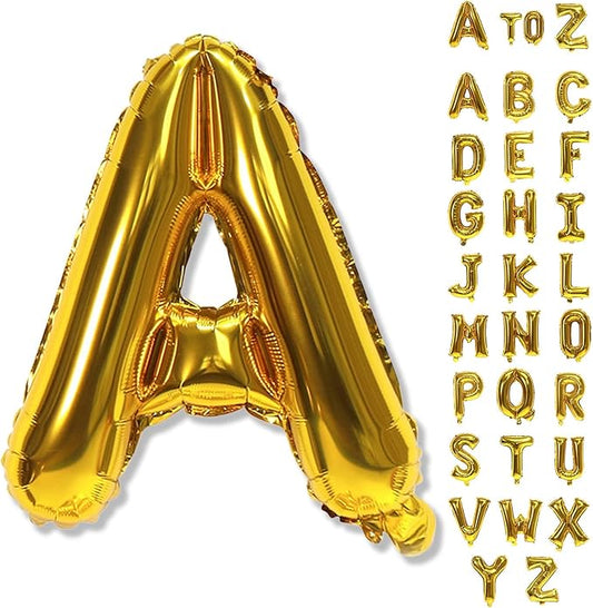 Letter Balloons Gold, 40 Inch Alphabet Name Balloons, Large Mylar Self Inflating Custom Balloon Letters A Decor, Helium Foil Customize Letter Balloons for Men Women Birthday Party Decorations Supplies