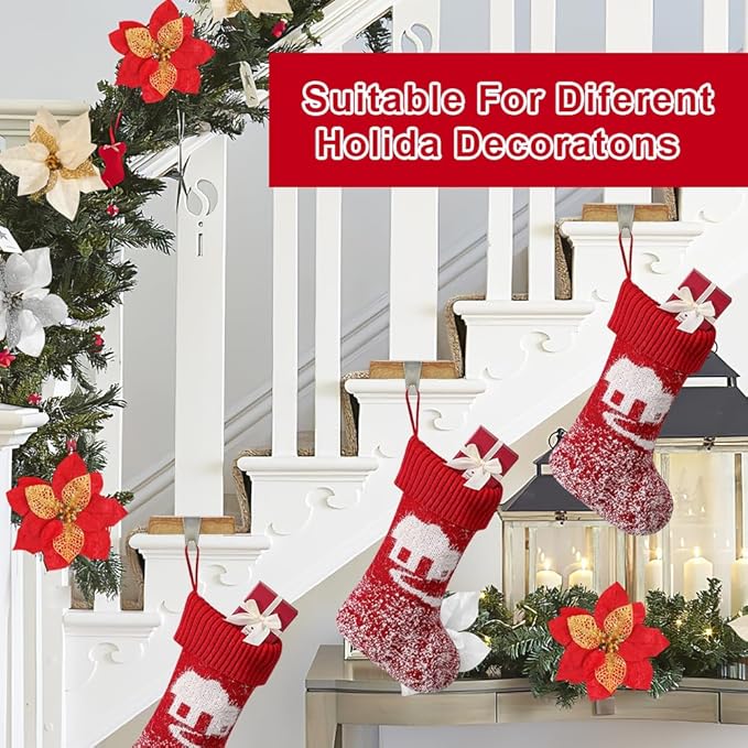 MGahyi Christmas Stocking Holder Bases - Mantel Stocking Hangers Hanging Hooks for Fireplace Stand Holder Weighted Hangers for Xmas Holiday Decoration (Light Wood,2)