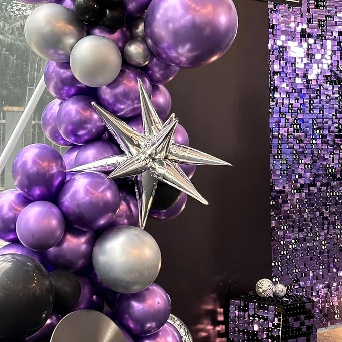 90pack Metallic Purple Balloons Different Size 18/12/10/5 Inch Metallic Purple Balloon Garland Arch Kit for Graduation, Wedding, Birthday, Anniversary, New Year Party Decorations