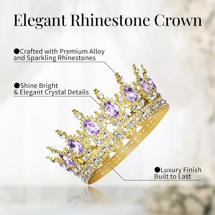 Crown for Women Crystal Rhinestone Wedding Tiara Queen Hair Accessories for Birthday Prom Pageant Princess Headband