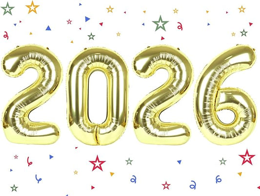 2026 Balloon - Light Gold Birthday Number Balloons, 40 Inch Large Foil Balloons for Men Women Boys Girls Light Gold Themed Birthday Decorations，Number 2026 Balloon