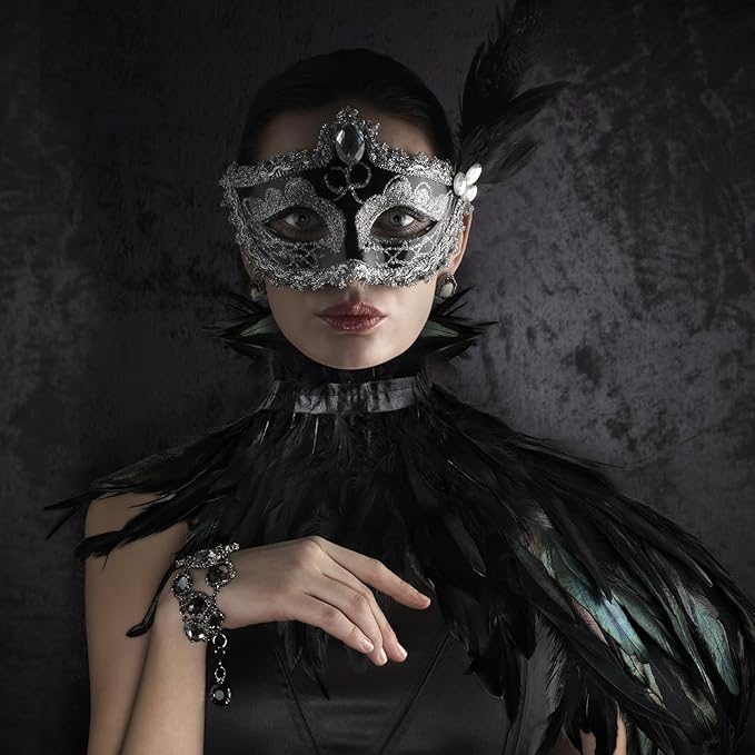 Gothic Natural Feather Shrug Feather Shawl Wrap Cape Victorian Collar for Halloween Cosplay Party Costume Accessories