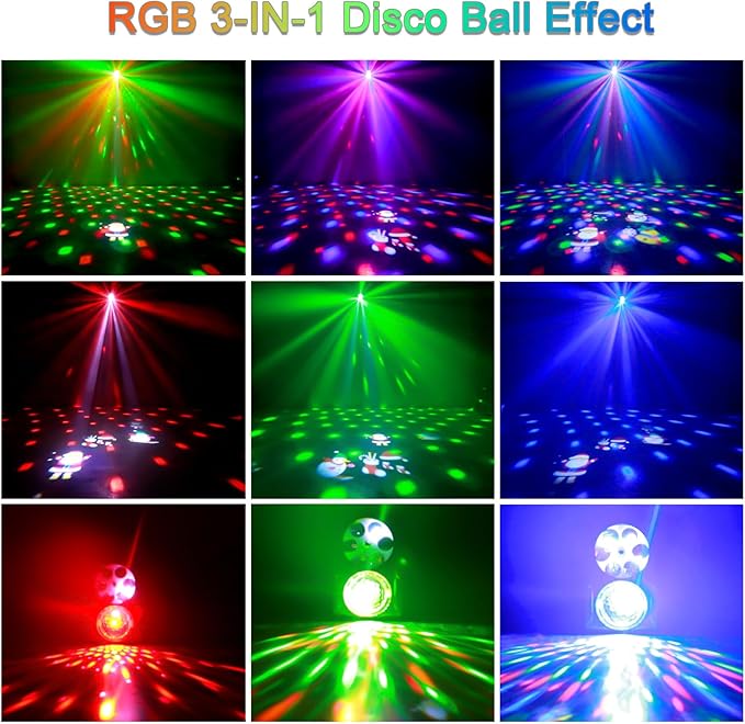 YSH Disco Ball Strobe Lights, Sound Control Party Lights with Remote DJ Lighting for Family Room Prom Birthday Karaoke, New Year's Eve Christmas Decoration（Animation is a Christmas Element）