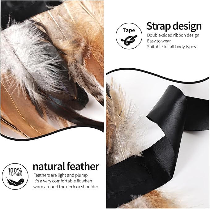 Gothic Natural Feather Shrug Feather Shawl Wrap Cape Victorian Collar for Halloween Cosplay Party Costume Accessories