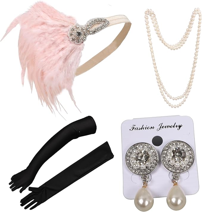 1920s Flapper Accessories Sets Roaring 20s Gatsby Costume Accessories Set for Women