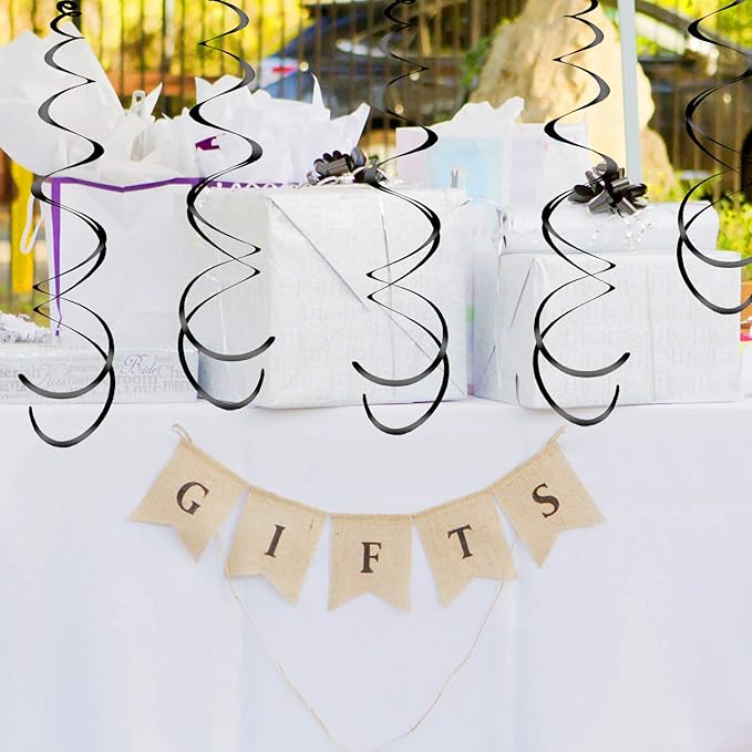 30 Pcs Black Hanging Swirls Party Decorations 30 pcs Party Streamers Decorations for Ceiling