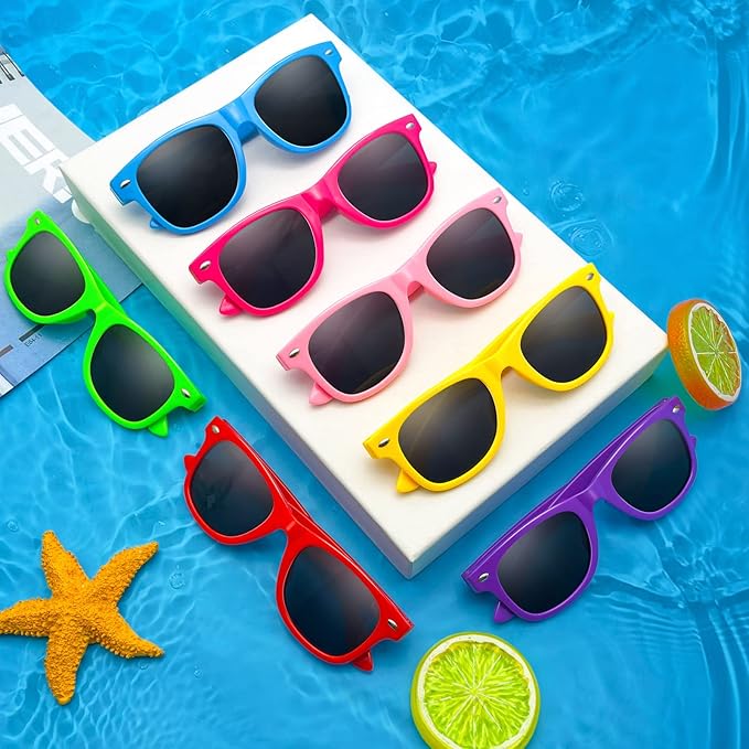Pibupibu Kids Neon Colors Party Favor Supplies Unisex Sunglasses Pack of 8