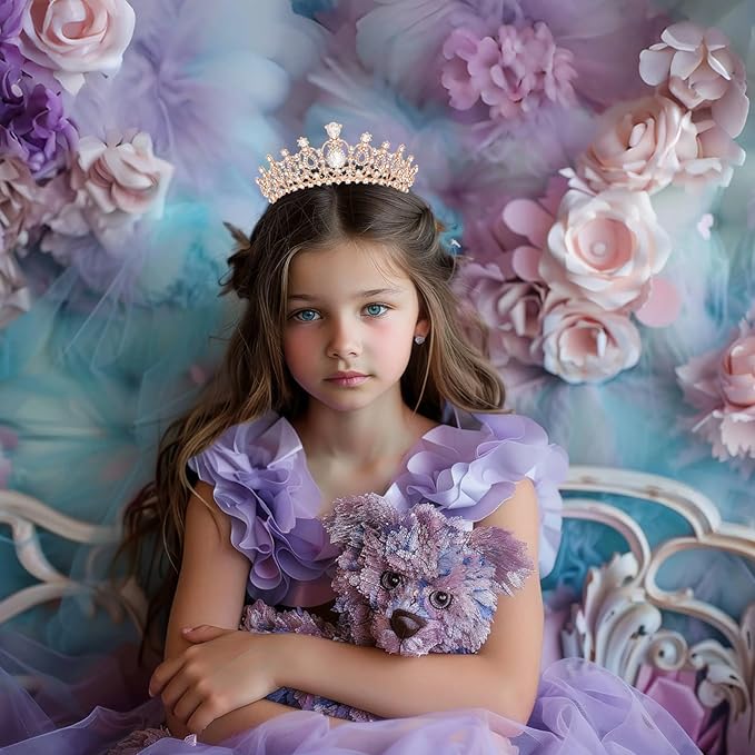 Schmoopy Tiara Crown for Women, Crystal Tiara for Bridal Prom Queen Birthday Birthday Party (B-Rose)