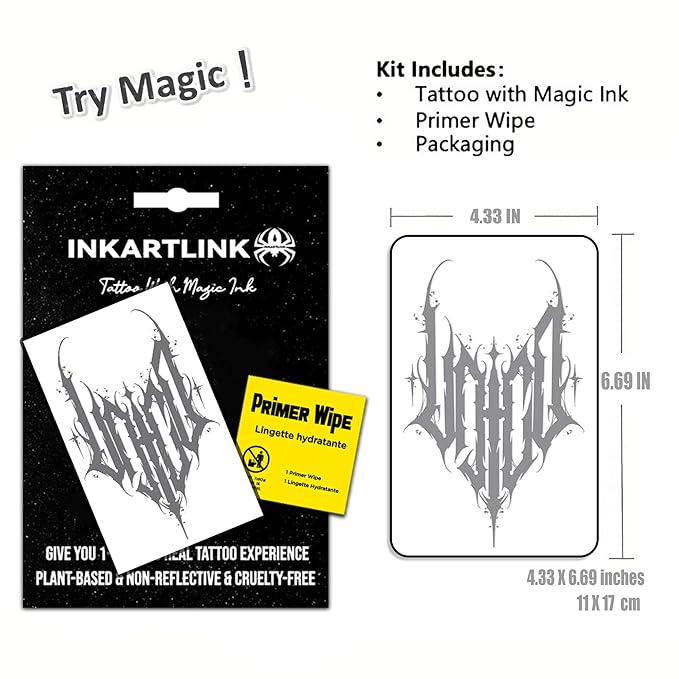 INKARTLINK Semi Permanent Tattoo, Temporary Tattoo, Beautiful and Realistic Design, Fun Tattoo Experience, Cruelty-free, Non-reflective, Waterproof (Devil Emblem)