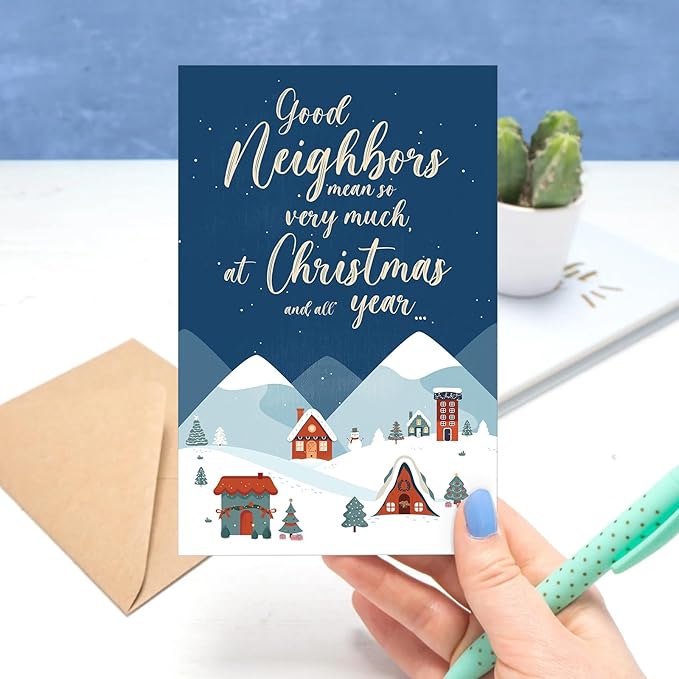 Neighbors Christmas Card, Heartfelt Holiday Greeting to Show Appreciation, Xmas Card Gift Ideal for Next-Door Friends