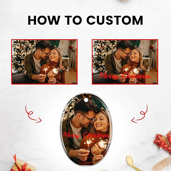 Custom Ceramic Christmas Ornaments with Photo Text - Personalized New Home Christmas Hanging Decorations Decorations