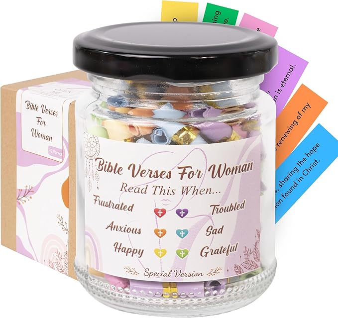 Bible Verse Jar For Women, Religious Gifts For Women, Christian Gifts for Women, Birthday Gifts, Graduation Gifts for Her, Inspirational Bible Jar, Teacher Appreciation Gifts