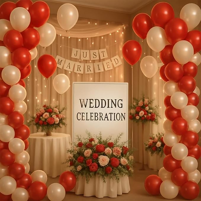 Red Balloons 100 Pack, 12 Inch Latex Helium Dark Red Balloons Garland for Elegant Birthday Wedding Baby Shower Graduation Arch Party Decorations
