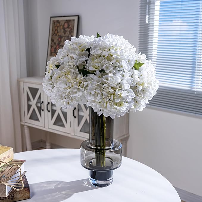 10PCS Faux Hydrangea Flower Hydrangea Artificial Flowers Hydrangea Bouquet Faux Flower Table Centerpieces for Home Wedding Bridal Bouquet Office Party DIY Floral Decor