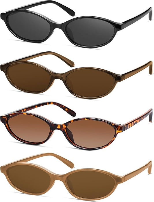 Retro Oval Cat Eye Sunglasses for Women Y2k Designer Trendy Narrow Shades UV protection Sun Glasses