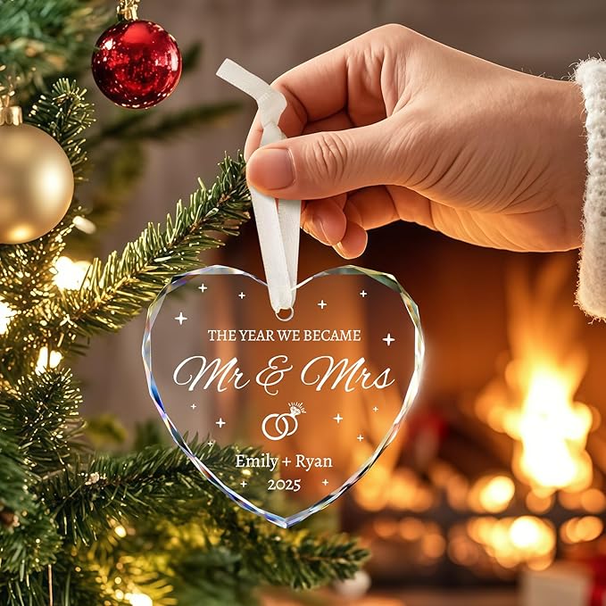 Wedding Gifts for Couples 2025 - Personalized Mr and Mrs Ornament - Bridal Shower Gifts, Wedding Gift for Bride, Newly Wed, Future Mr Mrs - Just Married Decorations Acrylic Ornaments