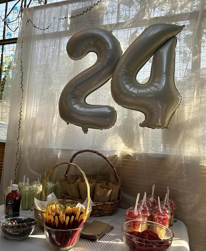 Smlpuame 40 Inch Beige Number 4 Balloons for 4th Birthday Decorations Boys Girl, Giant Self-Sealing Cream Foil Number 0-10 White Sand Balloon for Women Men Party Anniversary Baby Shower Supplies