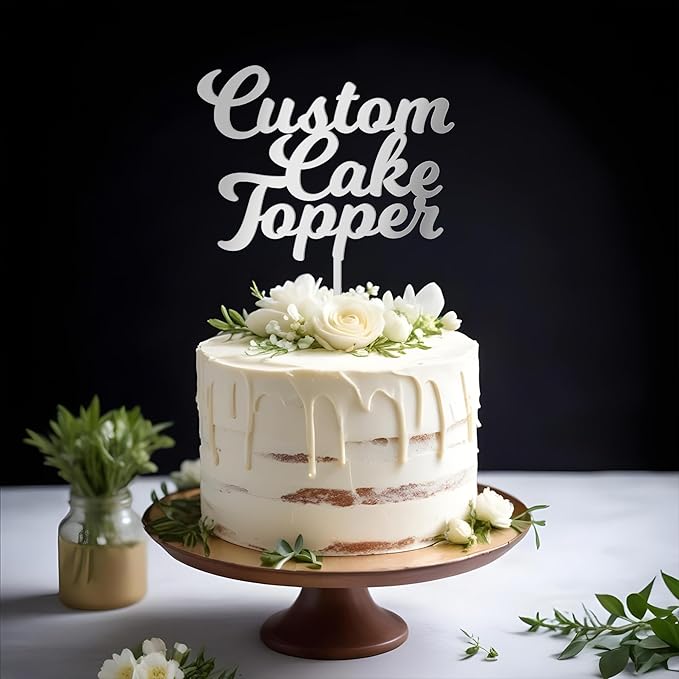Personalized Cake Topper Custom Your Text Acrylic Cake Decoration for Birthdays Weddings, Baptisms, or any Occasion (Milkshake)