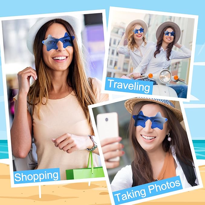 Morcheiong 10/20/30/40 Pack Star Sunglasses Colorful Rimless Sunglasses, Cool Pool Wedding Party Favor Pentagram Glasses