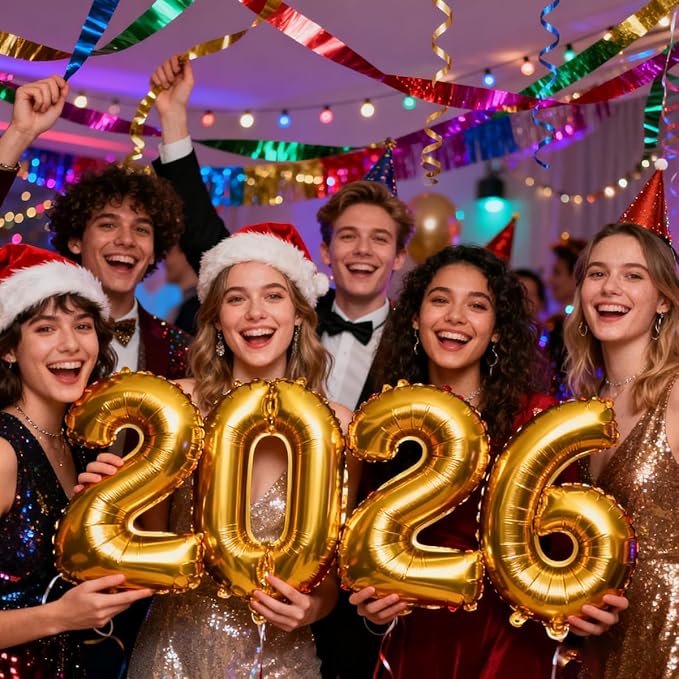 2026 Balloons Gold Number 2026 Balloon-16 Inch Number Foil Balloons for New Year Eve Party Supplies Birthday Graduation Anniversary Party Decor 2026 Decorations