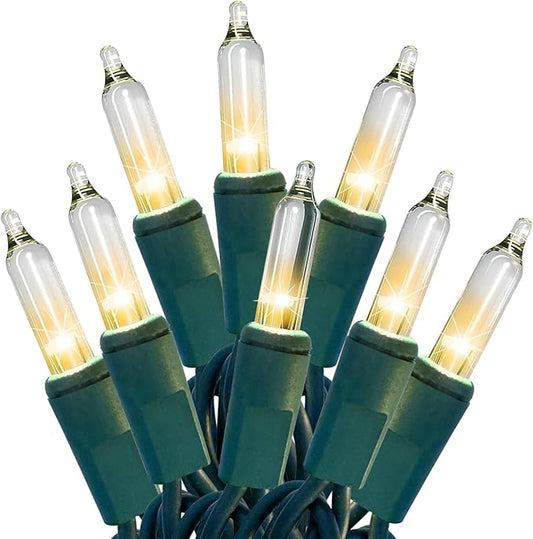 HISHINY Christmas Lights 100 Count Clear Christmas Tree Lights String with Green Wire for Outdoor Indoor Christmas Decorations Wedding Decorations Valentines Day Decor,UL Certified (21feet)