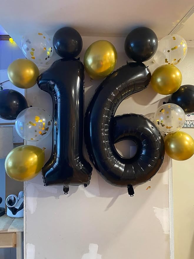 Smlpuame 40 inch Number Balloon 0-9 Black Large Number 6 Balloons,Digital Balloons for Birthday Party Celebration Decorations Supplies, Helium Foil Number Balloons for Wedding Anniversary