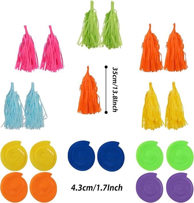 ZERODECO Party Decorations, 41 Pcs Multicoloured Papar Fans Pompoms Garlands String Tissue Paper Tassel for Fiesta Mexican Theme Cinco De Mayo Coco Carnivals Festivals Birthday Party