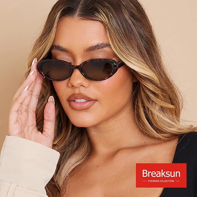 Retro Oval Sunglasses for Women Men Fashion Small Oval Sunglasses 90s Vintage Shades