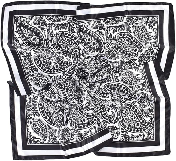 4Pcs Silk Head Scarves for Women Satin Hair Scarf 35”Large Square Bandana Silk Like Neck Scarf Shawl