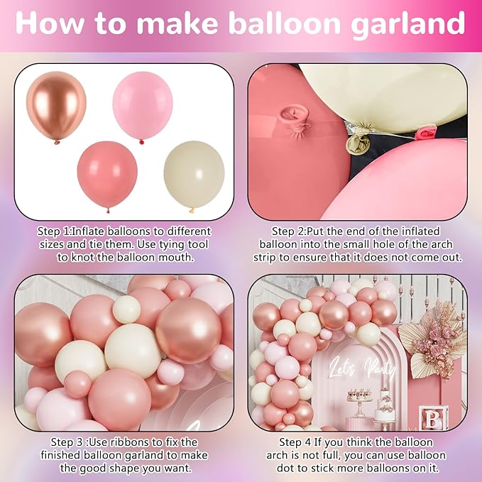 Blush Pink Balloon Garland Kit Rose Gold Dusty Pink Sand White Balloons Arch Retro Light Pastel Pink Beige Nude Creme Balloon for Women Bridal Baby Shower Boho Wedding Birthday Party Decoration