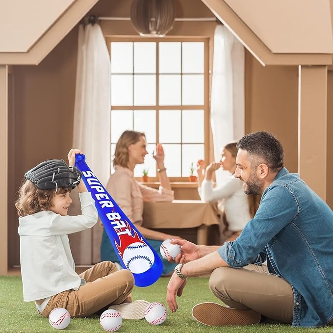 durony 24 Sets Inflatable Baseball Bats and Mini Foam Baseball Sports Stress Ball Sports Party Favors for Baseball Party Supplies Sports Theme Toy
