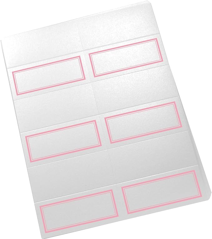 Double Line Border Printable Place Cards, Pink (Choose Color), Set of 60 (10 Sheets), Laser & Inkjet Printers - Wedding, Party, Dinner, and Special Events - Made in the USA