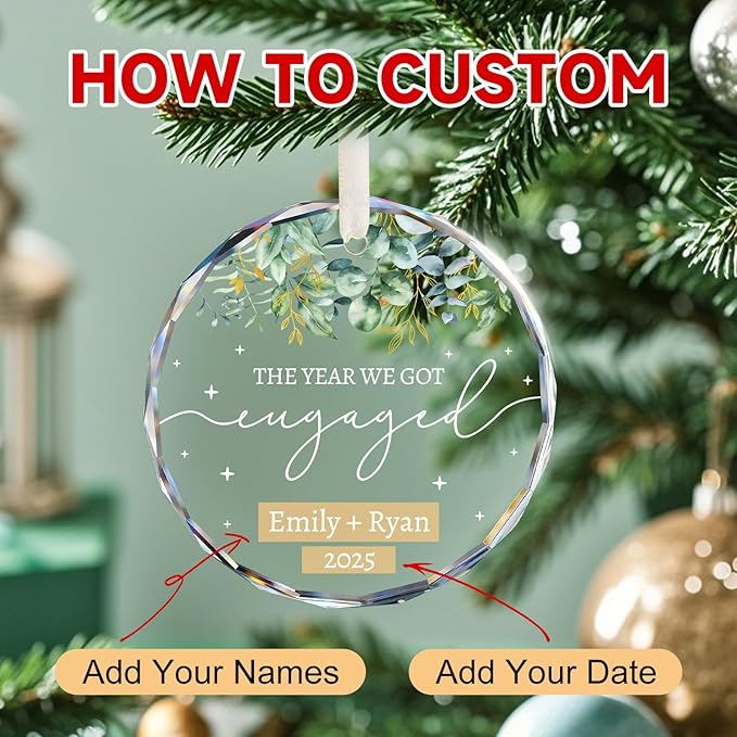 Engagement Gifts for Couples - Personalized Christmas Ornaments Engagement Gift for Newly Engaged Couples, Women, Fiance, Her - Bride to Be Gifts, Just Engaged Acrylic Ornament 2025 Party Decorations