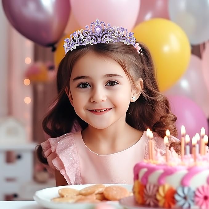 Schmoopy Tiara Crown for Women, Crystal Tiara for Bridal Prom Queen Birthday Birthday Party (A-Purple)