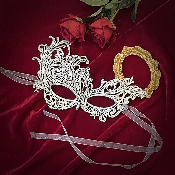 Erythem Masquerade Mask for Women, Venetian Lace Masquerade Mask for Halloween Mardi Gras Costume Party, Fit for Adult