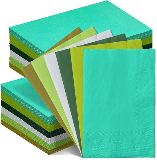 qiqee Green Paper Napkins 13 * 16inch Guest Paper Disposable Towels Napkin Paper Hand Towels for Wedding, Dinner, Birthday Party, Dessert Cocktail ＆ Kitchen Napkins（ 120 Count）