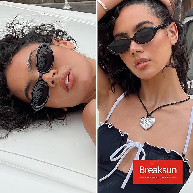 Retro Oval Sunglasses for Women Men Fashion Small Oval Sunglasses 90s Vintage Shades