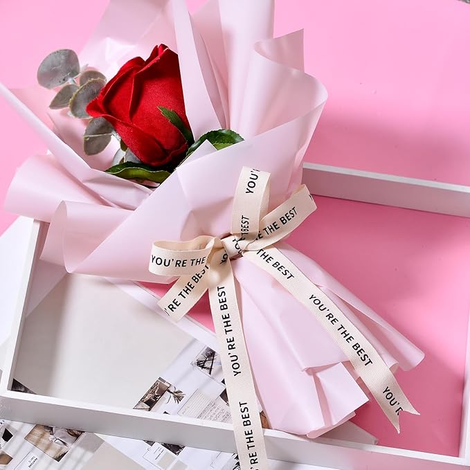 Ribest Cotton Custom Teacher Ribbon, 5/8 inch × 10 Yard, Natural Cream Ribbon with You're The Best Printed for Gift Wrapping Crafts Flower Bouquet Birthday Decoration