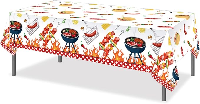 3 Pcs BBQ Tablecloth Plastic Table Covers BBQ Tablecloth Disposable Table Cover BBQ Table Cover for Kitchen Home Decor, 54x87In