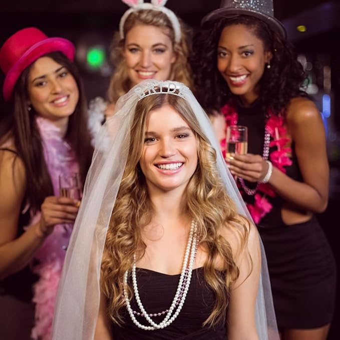 Bride Headband for Wedding, Bridal Shower, Bachelorette Party, Bridal Tiara, Rhinestone & Silver, Women's Headpiece Hair Accessories, One Size, 1 Count