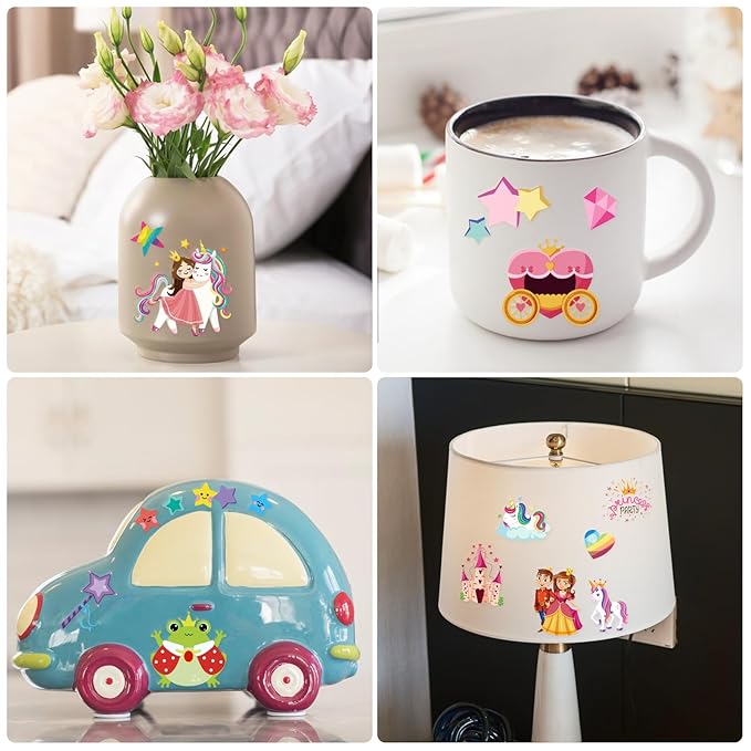 Unicorn Princess Temporary Tattoo for Kids, 270+ Pcs Rainbow Crown Unicorn Fake Tattoos for Girls’ Party Supplies Kids' Birthday Favor, 36 Sheets Waterproof Tattoos for 5 6 7 8 9 Years Old Girls