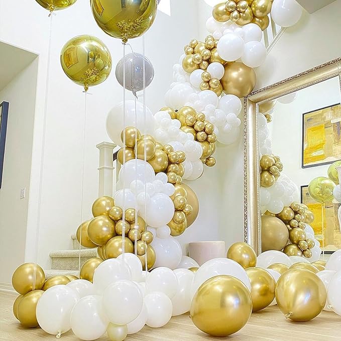 PartyWoo Metallic Gold Balloons 100 pcs 12 Inch Chrome Gold Latex Balloons for Graduation Baby Shower Gender Reveal Christmas Wedding New Year Anniversaries Birthday Party Decorations Gold-G101