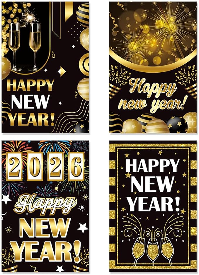 24 Pcs Happy New Year Wine Bottle Labels Stickers 2026 New Year Eve Party Decoration New Year Eve Self Adhesive Bottle Labels Waterproof Beer Bottle Stickers New Year Eve Party Supplies