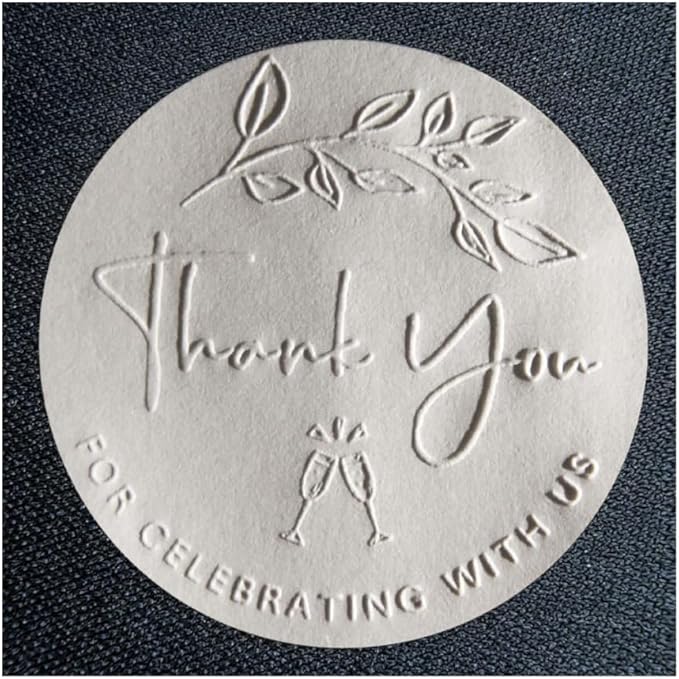 100 x Thank You for Celebrating with Us Stickers – Embossed Gold Wedding Favor Labels for Boxes, Gifts, and Bridal Showers – Elegant Thank You Tags – 1.6 Inch